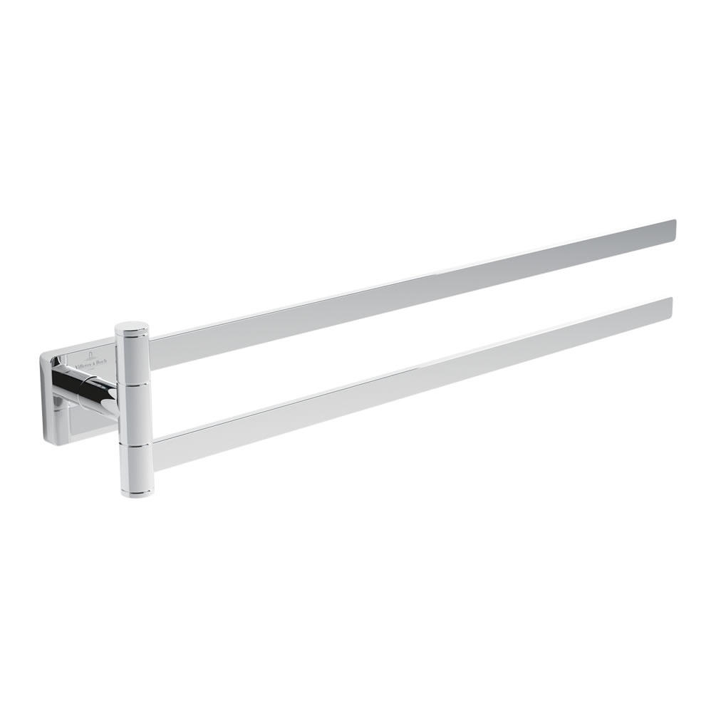 Cutout image of Villeroy & Boch Elements Striking Chrome 432mm Hinged Double Towel Rail